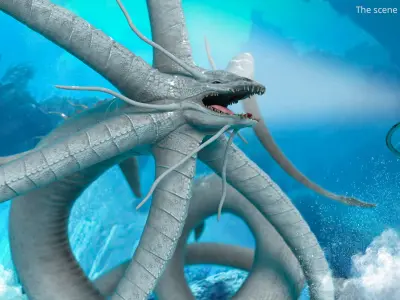  Deep Sea Monster with Radial Limbs White Rigged for Maya 
