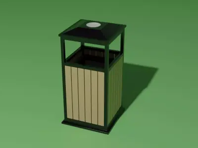 Trash can Low-poly 3D model 15