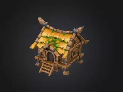 Rustic Cabin Model Low-poly 3D model