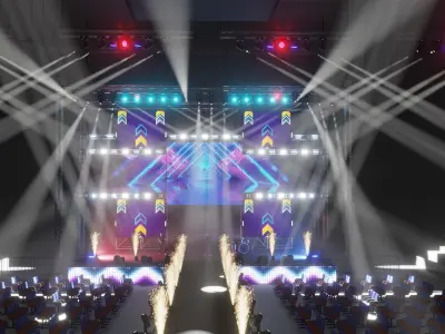 Arena concert animated stage scene EEVEE render  3D model
