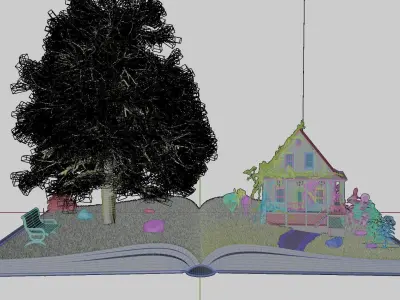3D model of Magic book with a landscape - Nature 3D model