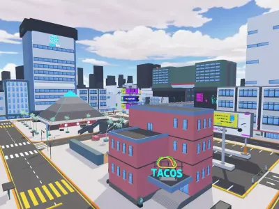 LowPoly Cyberpunk City Low-poly 3D model