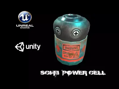 Sci-Fi Battery Cell  Low-poly 3D model