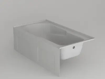Modern Right-Hand Rectangular Bathtube 3D model