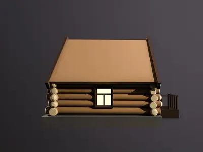 Wooden house Low-poly 3D model
