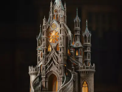 Amberlight Cathedral - 3D Printable Gothic Fantasy Architecture 3D print model