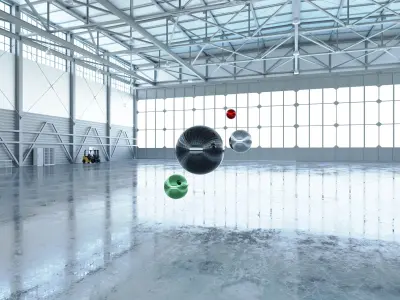 HDRI - Airplane Hangar Interior 4 - 16384x8192 Texture