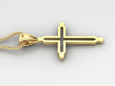 High Cross Pendant Light Gold 18K 4CP059 3D print model
