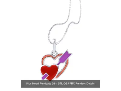 22 Kids Heart Pendants 3dm STL OBJ FBX Render Details Collection 3D Model Pack