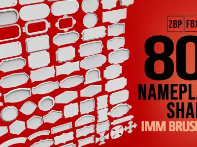 80 monument or sculpture sign board nameplate imm zbrush set 3D model
