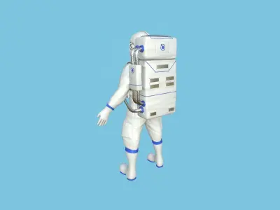 Astronaut Outfit 05 - White Blue - Character Design Fashion Low-poly 3D model