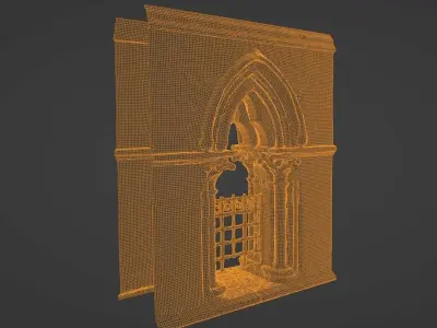 Stone Gothic Arch - Ornate Photo-Scan Archway Low-poly 3D model
