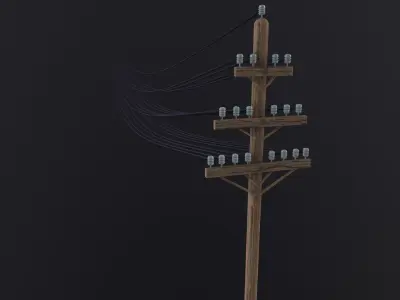 Electric Pole 3D Model Low-poly 3D model