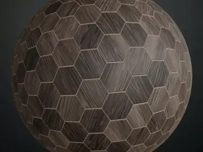 Dark Hexagonal Wood Tiles PBR Seamless Texture