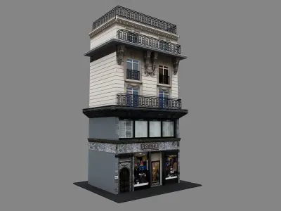 Typical Parisian Apartment Building 02 Low-poly 3D model