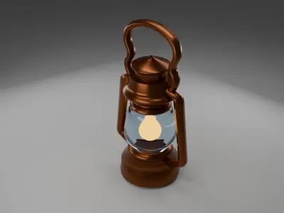 Antique Oil Lantern  Low Poly 3D Model Low-poly 3D model