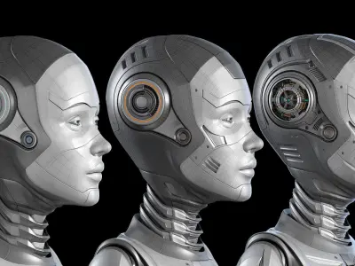 Futuristic Robot Woman Collection - No Rig 3D model