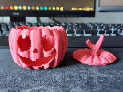 Jack-O-Lantern LED Candle Holder - Pre-Supported V5 - STL File 3D print model