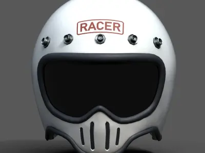 Helmet scifi fantasy pilot military racer bike  Low-poly 3D model