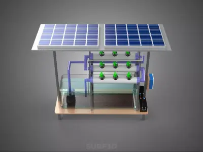 HYDROPONIC PANEL SOLAR CELL POWERED FARM PLANT WATER PUMP SPRAY 3D model