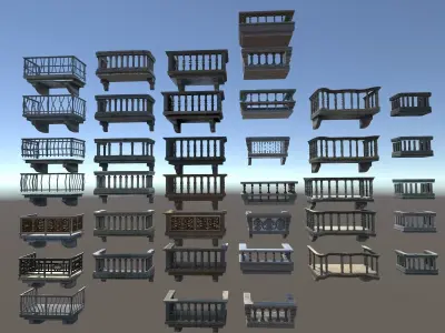 Ornament Balconies Low-poly 3D model