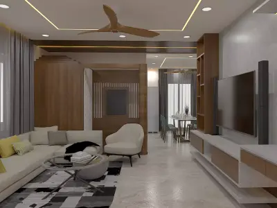 Modern 2Bhk Apartment Interiors - 4 3D model
