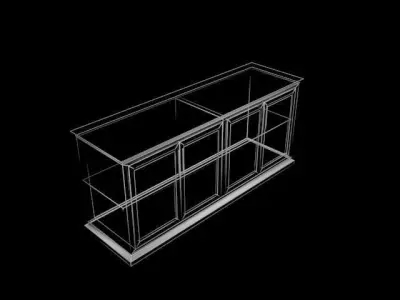 console wooden cabinet with ornate doors 3D model