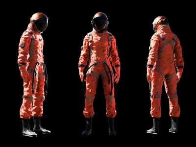 Midpoly female astronaut 3D model Low-poly 3D model