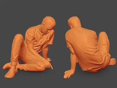 Worker Sitting on the Floor 3D model