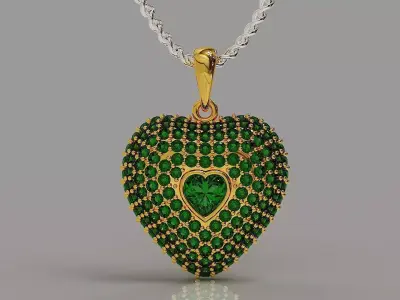 Elegant Pave-Set Heart necklace - Premium Jewelry Design 3D print model