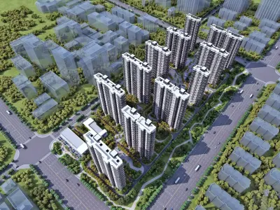 Modern Residential High-Rise Community 3D model