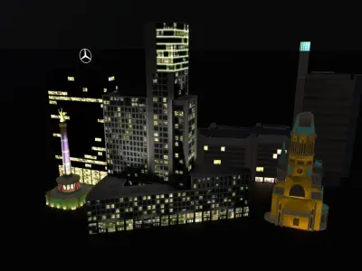 Berlin High Rise Pack Low-poly 3D model