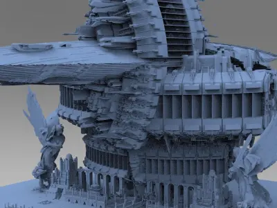 Art Deco Sci-Fi Tower city  3D model
