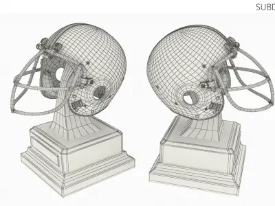  Rugby Golden Helmet Trophy on Pedestal 