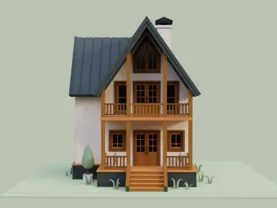 Low Poly House Low-poly 3D model