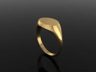 DAINTY SIDED OVAL SIGNET RING MIX SIZE 3D print model