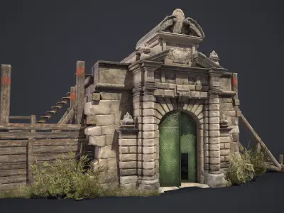 Old Portal Castle Low-poly 3D model