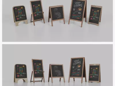 Customizable Restaurant and Cafe Chalkboard Signs 3D Model Pack