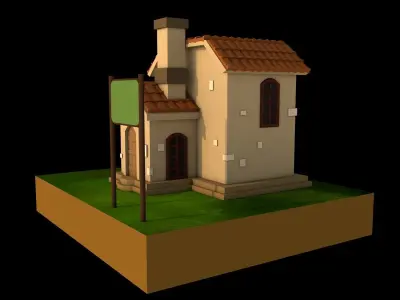 Cartoon House Low poly Free low-poly 3D model