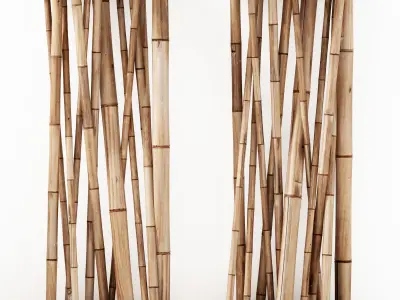 Bamboo decor wall cafe 3D model