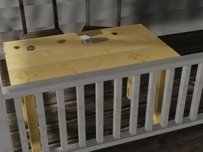 Old house with interior Low-poly 3D model