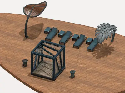 Poolside design  Low-poly 3D model