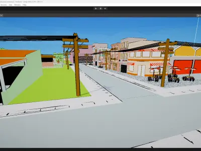 Lowpoly Stylized Building and Environment and Props Low-poly 3D model