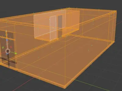 Room low poly with orange door 3D model