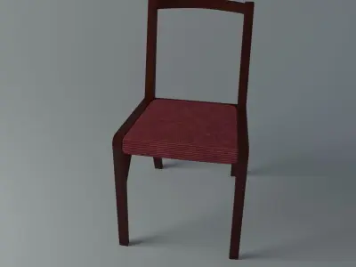 Chair wooden with fabric Low-poly 3D model
