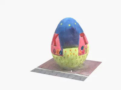 Easter Egg on the street Kindy Little tiger Low-poly 3D model
