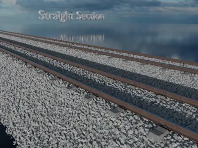 Railroad Ballast Sections  Radius 500  and Straight Line 3D model