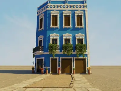 SOUTH AMERICAN BUILDING 007 Low-poly 3D model