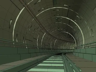 rail tunnel  Low-poly 3D model