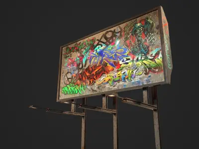 Rooftop Billboard in different variations Free low-poly 3D model